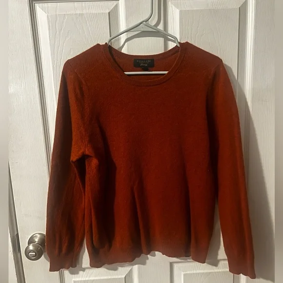 Charter Club Women's Orange Crew Neck 100% Cashmere Sweater - Picture 4 of 7